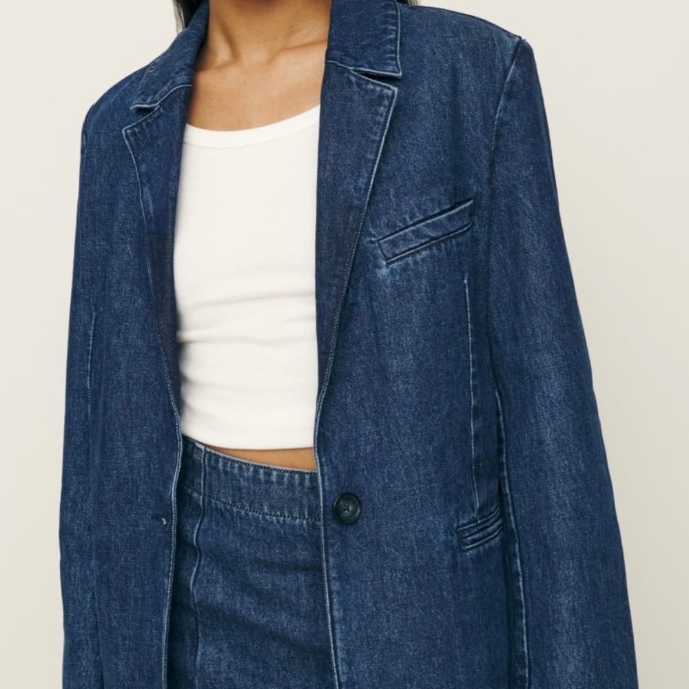 Reformation Elsa Relaxed Denim Blazer Owens - Size L